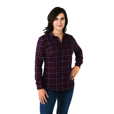 Noble Outfitters 21020-440 Womens Downtown Flannel Long Sleeve Shirt Large